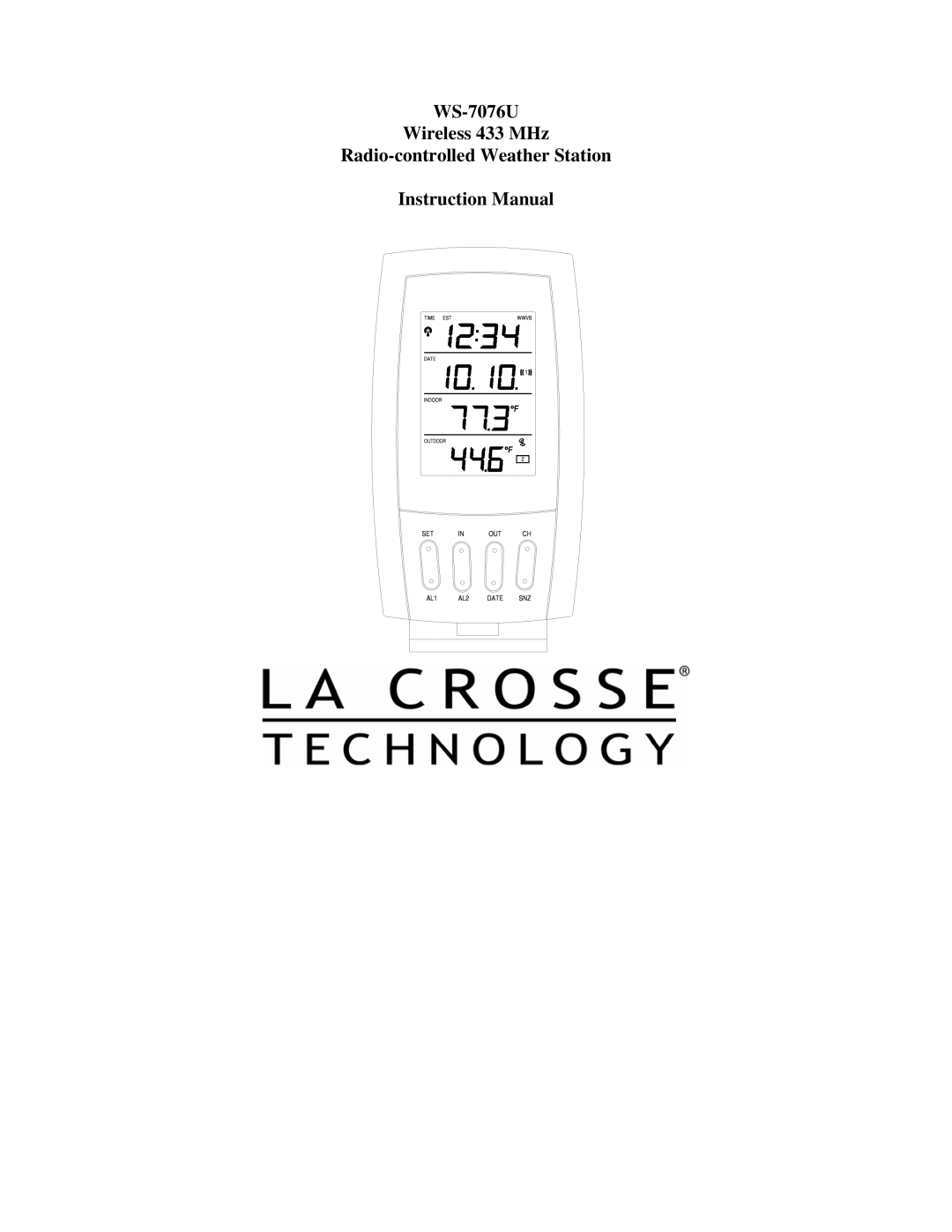 La Crosse Technology instruction manual WS-7076U Wireless 433 MHz Radio-controlled Weather Station 