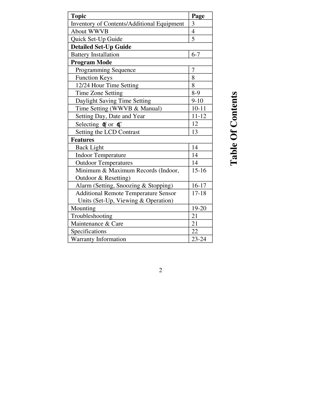 La Crosse Technology WS-7076U instruction manual Contents 