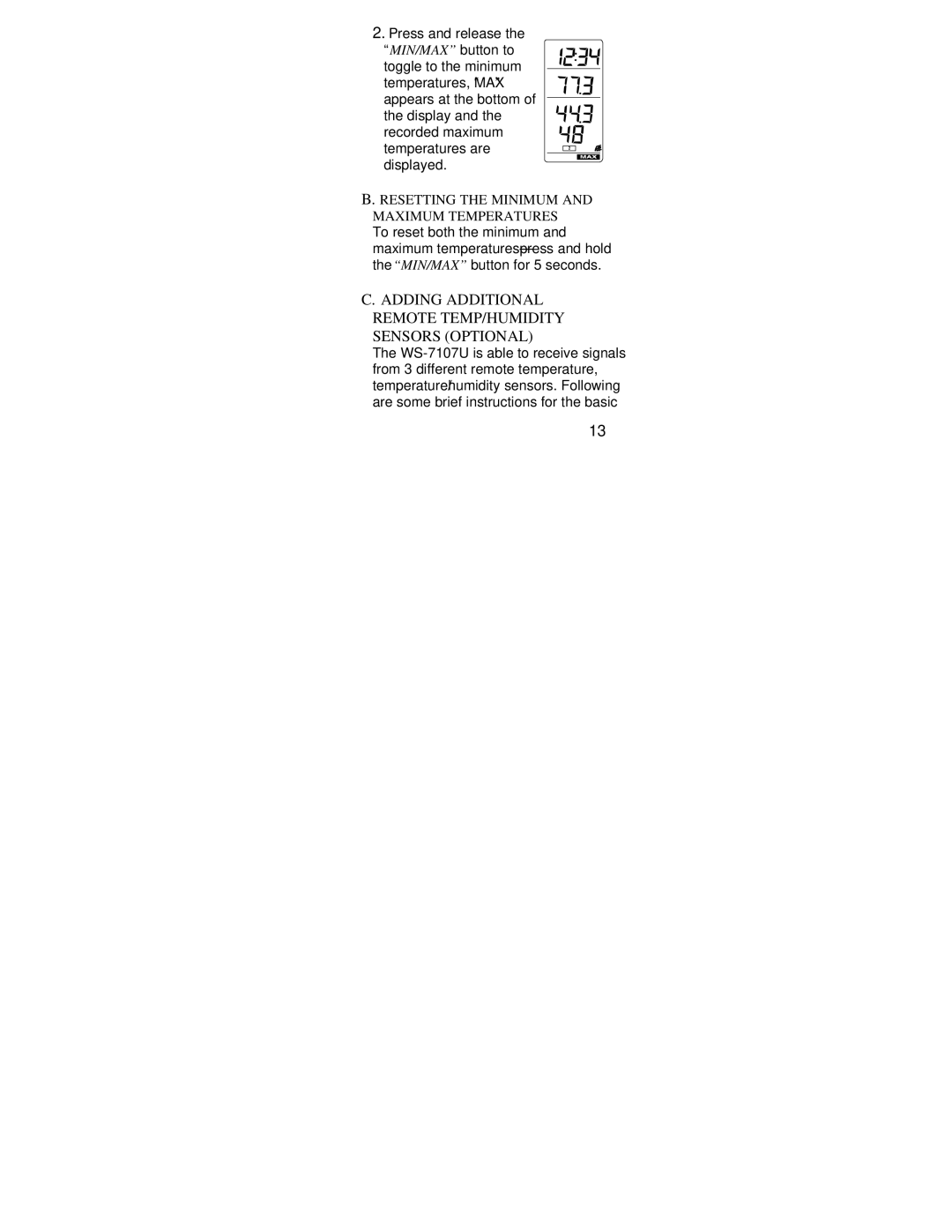 La Crosse Technology WS-7107U instruction manual Adding Additional Remote TEMP/HUMIDITY Sensors Optional 