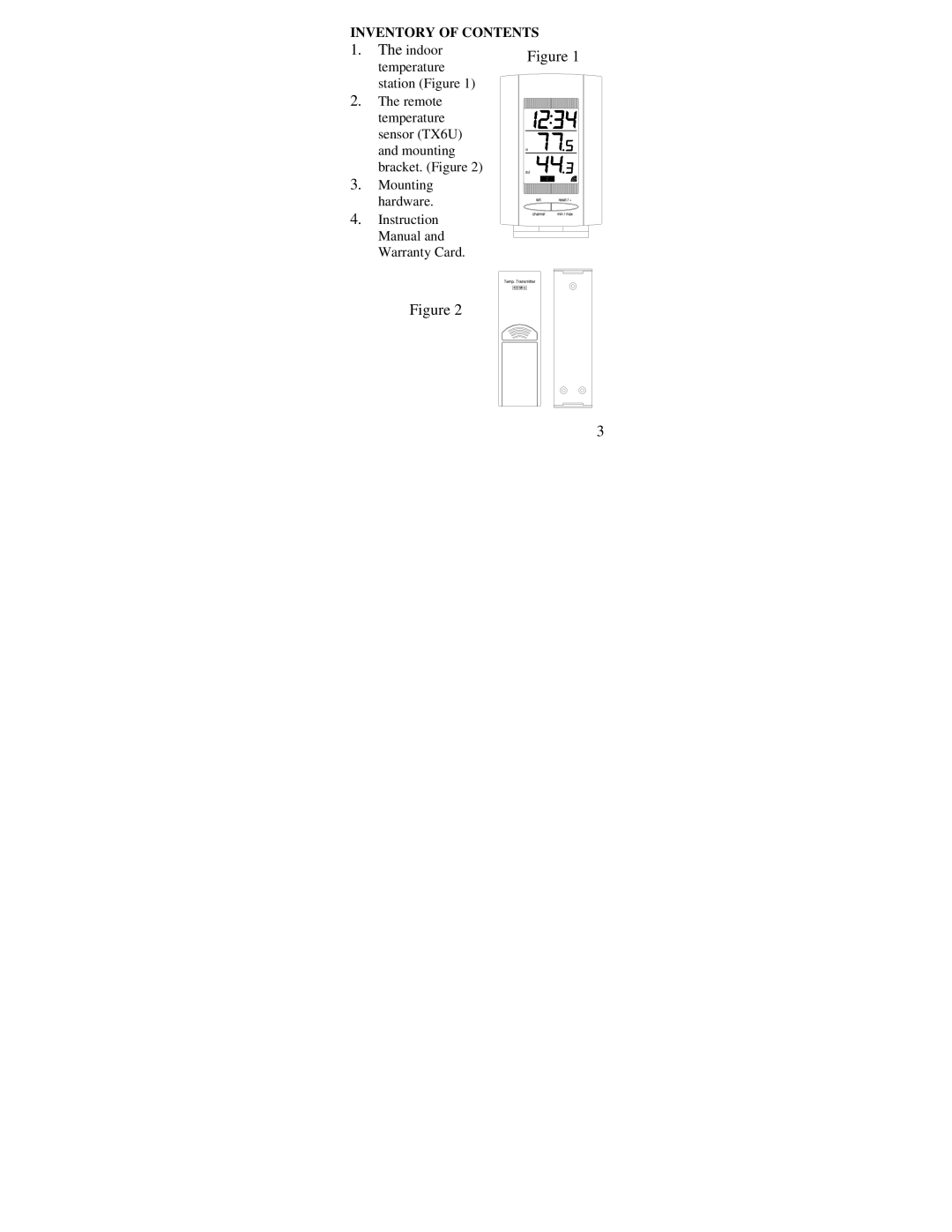 La Crosse Technology WS-7136U instruction manual Indoor, Inventory of Contents 