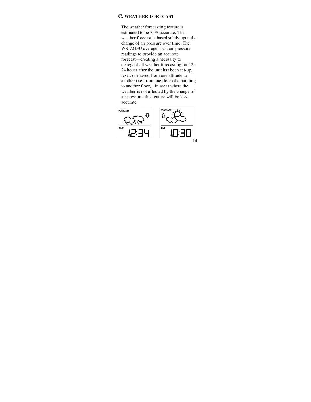 La Crosse Technology WS-7213U instruction manual Weather Forecast 