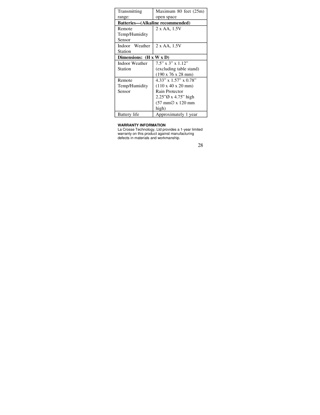 La Crosse Technology WS-7213U instruction manual Recommended 