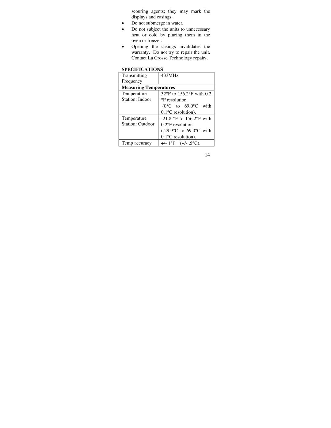 La Crosse Technology WS-7213U instruction manual Measuring Temperatures 