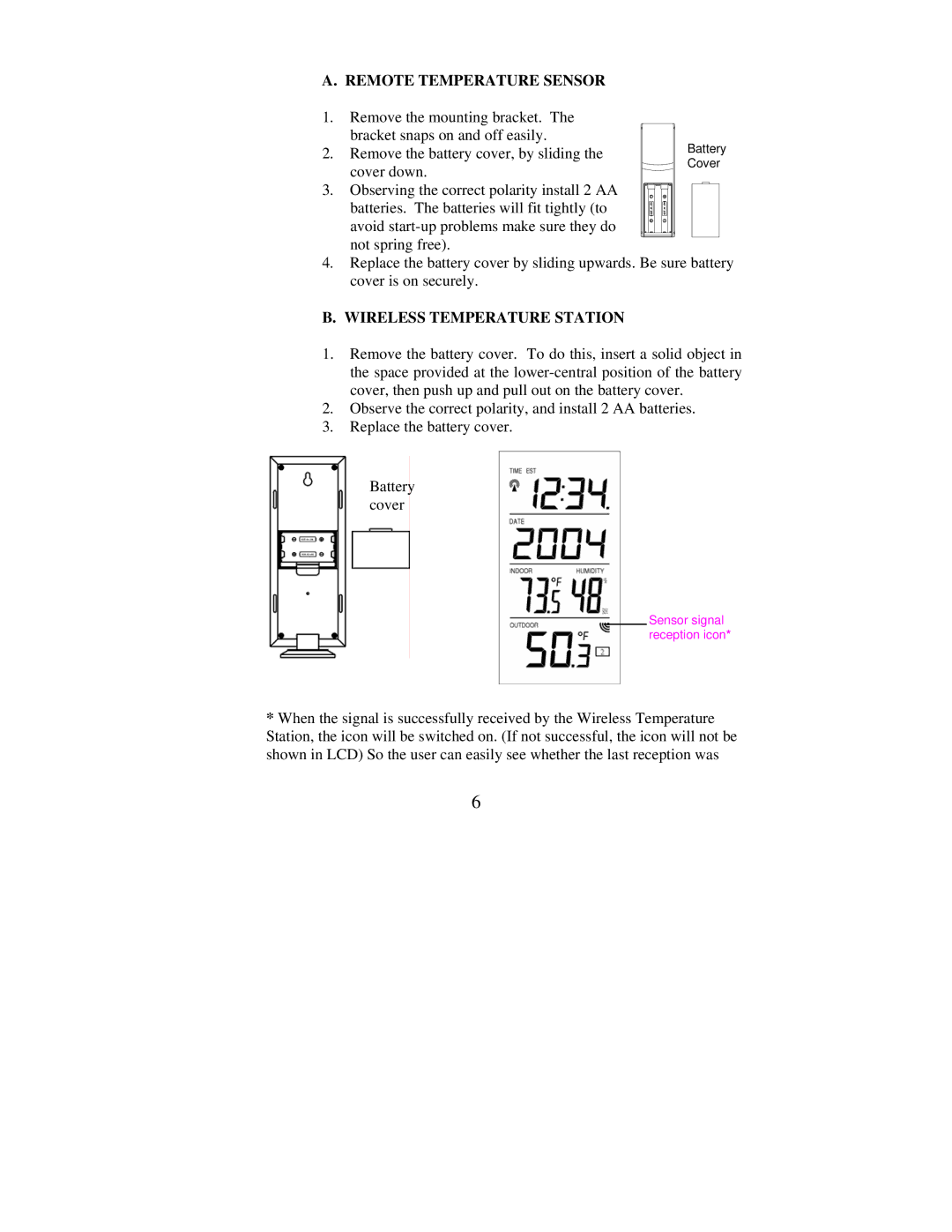 La Crosse Technology WS-7215U-IT instruction manual Remote Temperature Sensor, Wireless Temperature Station 