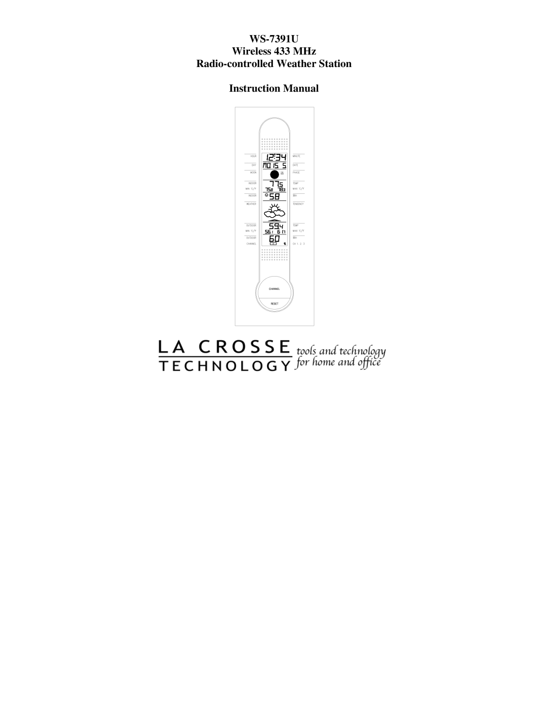 La Crosse Technology instruction manual WS-7391U Wireless 433 MHz Radio-controlled Weather Station 