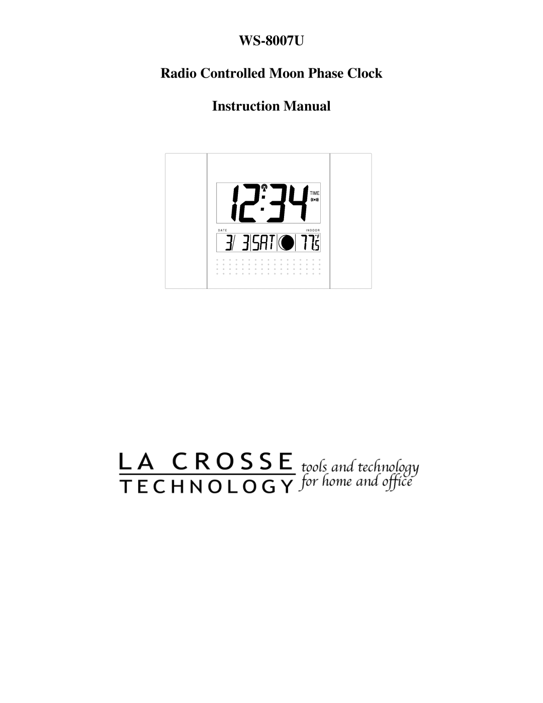 La Crosse Technology instruction manual WS-8007U Radio Controlled Moon Phase Clock 