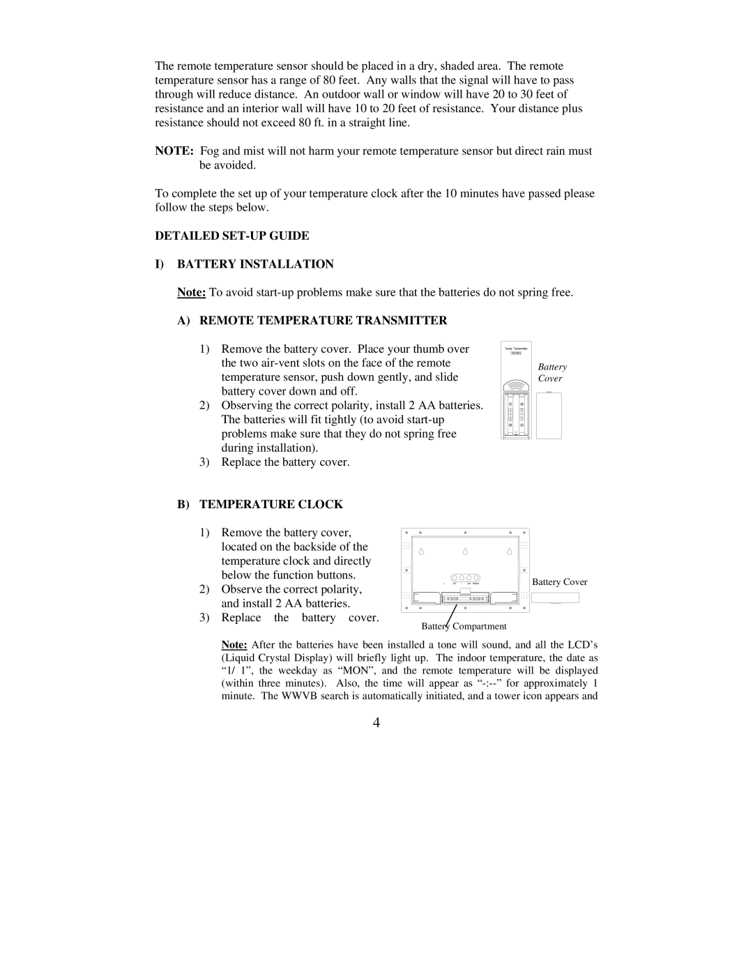 La Crosse Technology WS-8011UM instruction manual Temperature Clock 