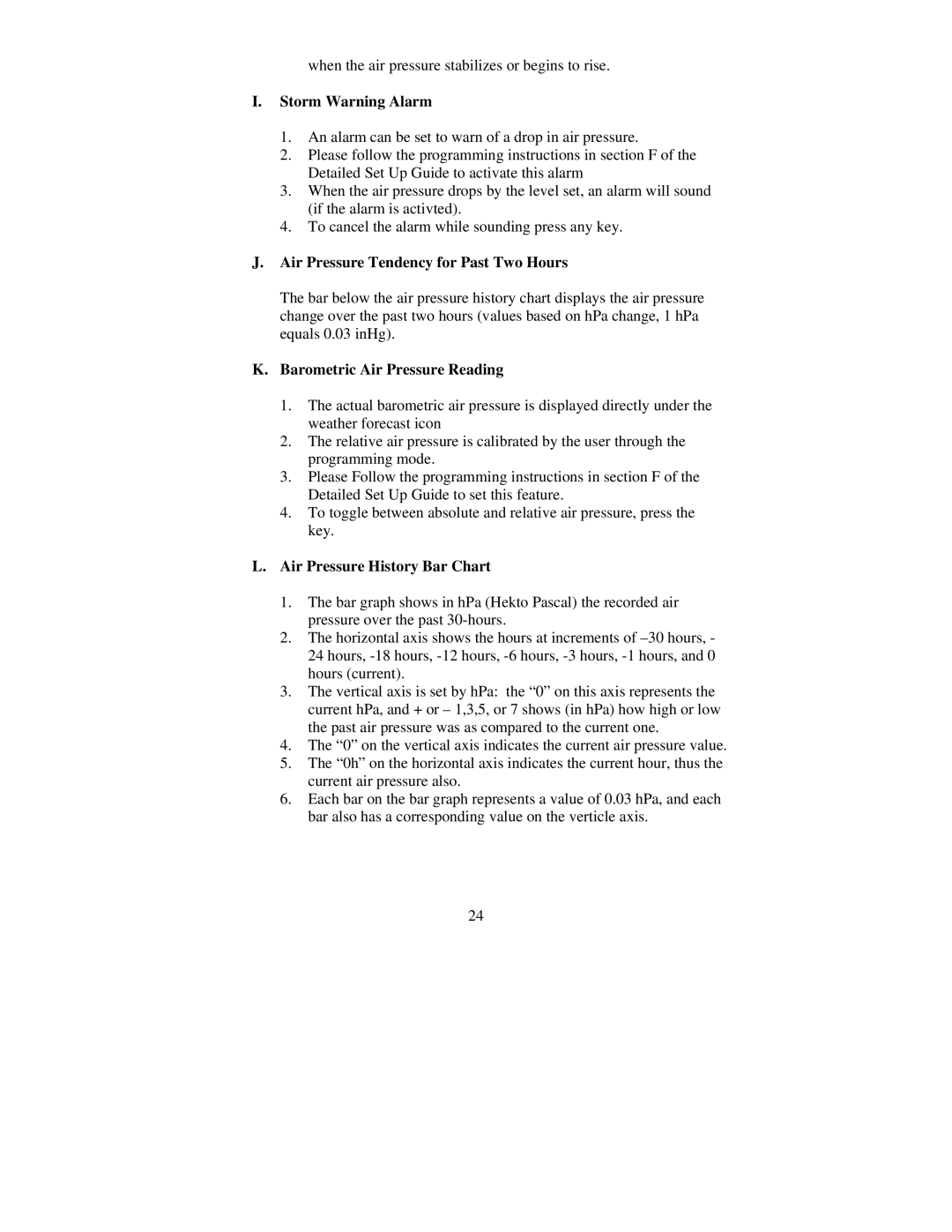 La Crosse Technology WS-8015U instruction manual Storm Warning Alarm, Air Pressure Tendency for Past Two Hours 
