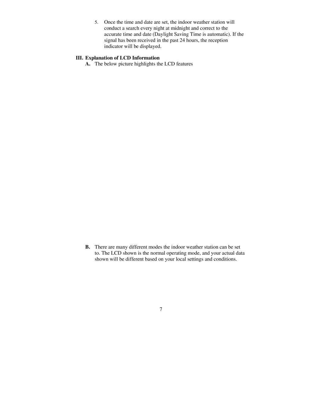 La Crosse Technology WS-8015U instruction manual III. Explanation of LCD Information 