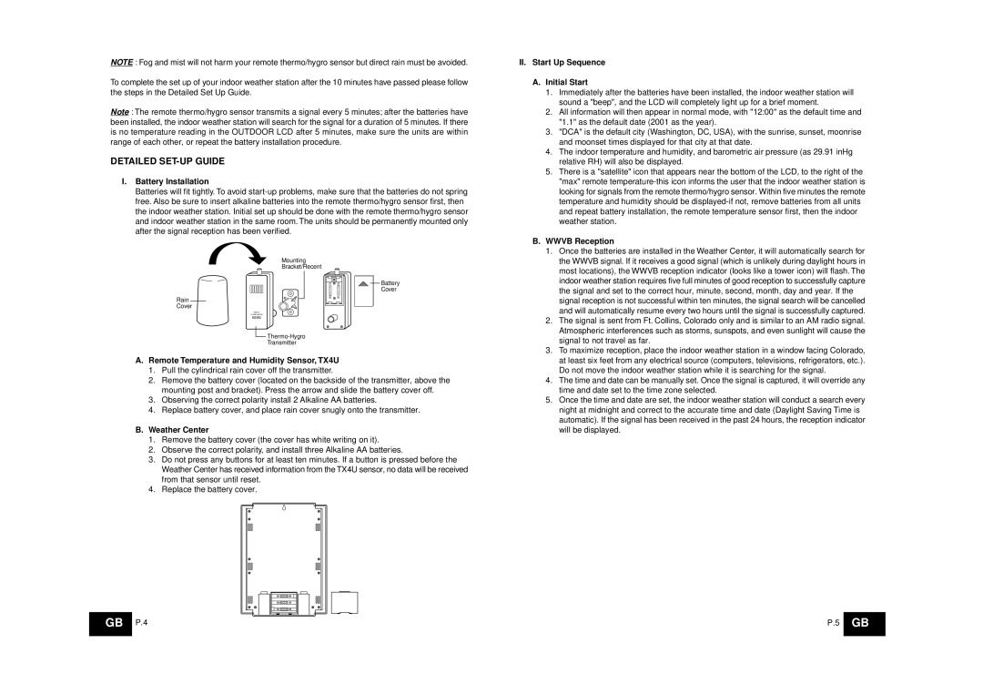 La Crosse Technology WS-8025SU instruction manual Detailed SET-UP Guide 