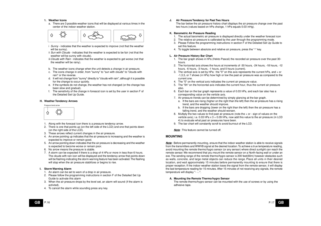 La Crosse Technology WS-8025SU instruction manual Mounting 