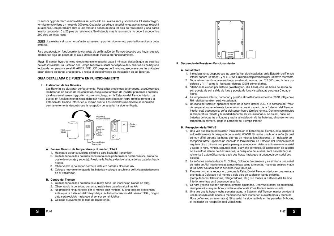 La Crosse Technology WS-8025SU instruction manual Guia Detallada DE Puesta EN Funcionamiento 