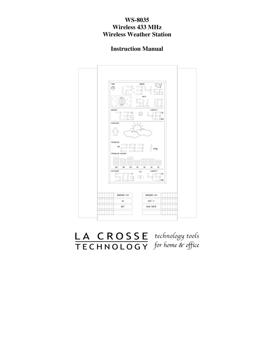 La Crosse Technology instruction manual WS-8035 Wireless 433 MHz Wireless Weather Station 