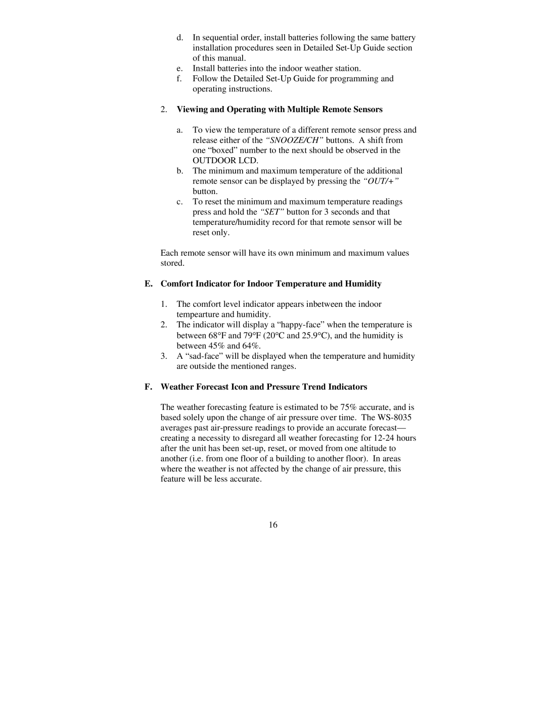 La Crosse Technology WS-8035 instruction manual Viewing and Operating with Multiple Remote Sensors 