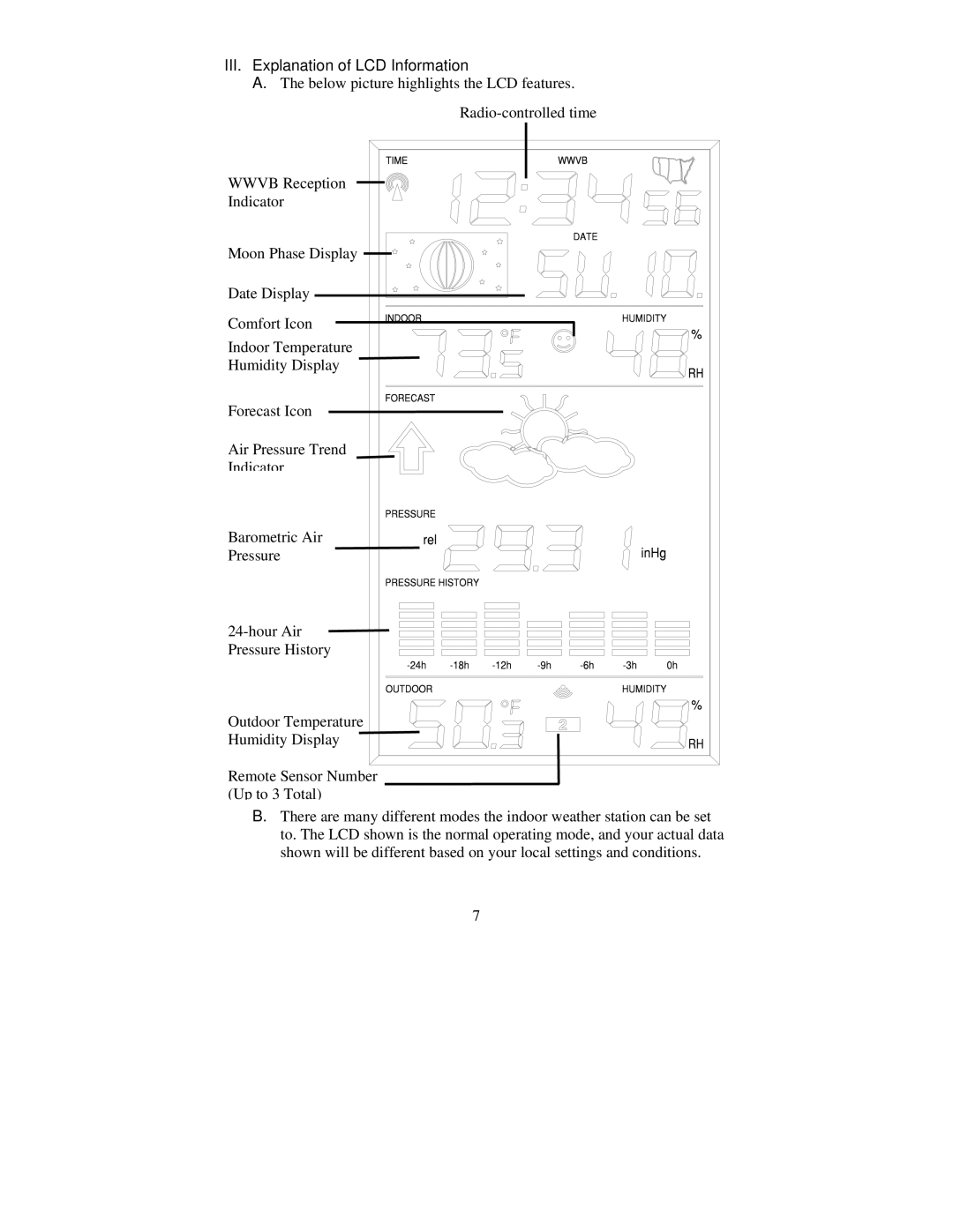 La Crosse Technology WS-8035 instruction manual III. Explanation of LCD Information 