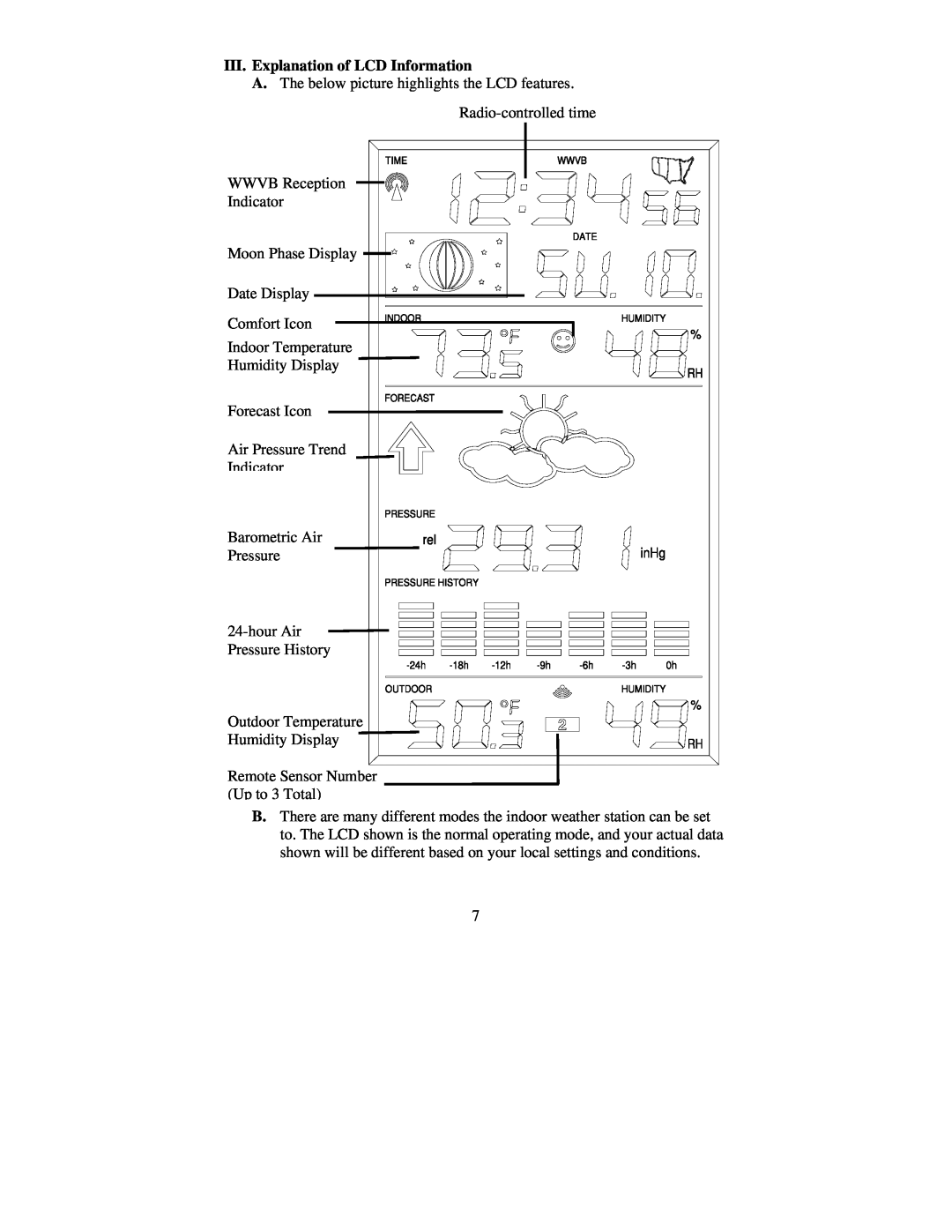 La Crosse Technology WS-8035 instruction manual III. Explanation of LCD Information 