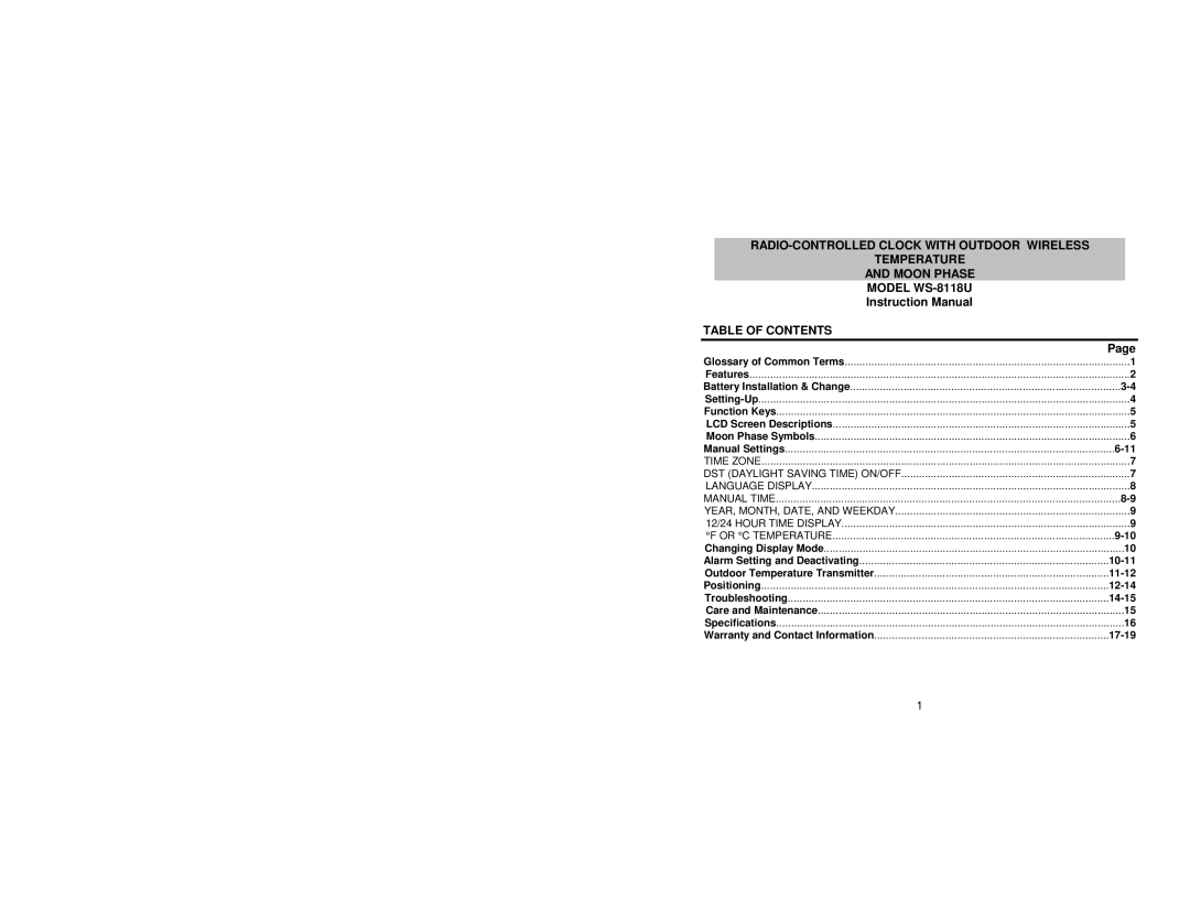 La Crosse Technology WS-8118U instruction manual 10-11 