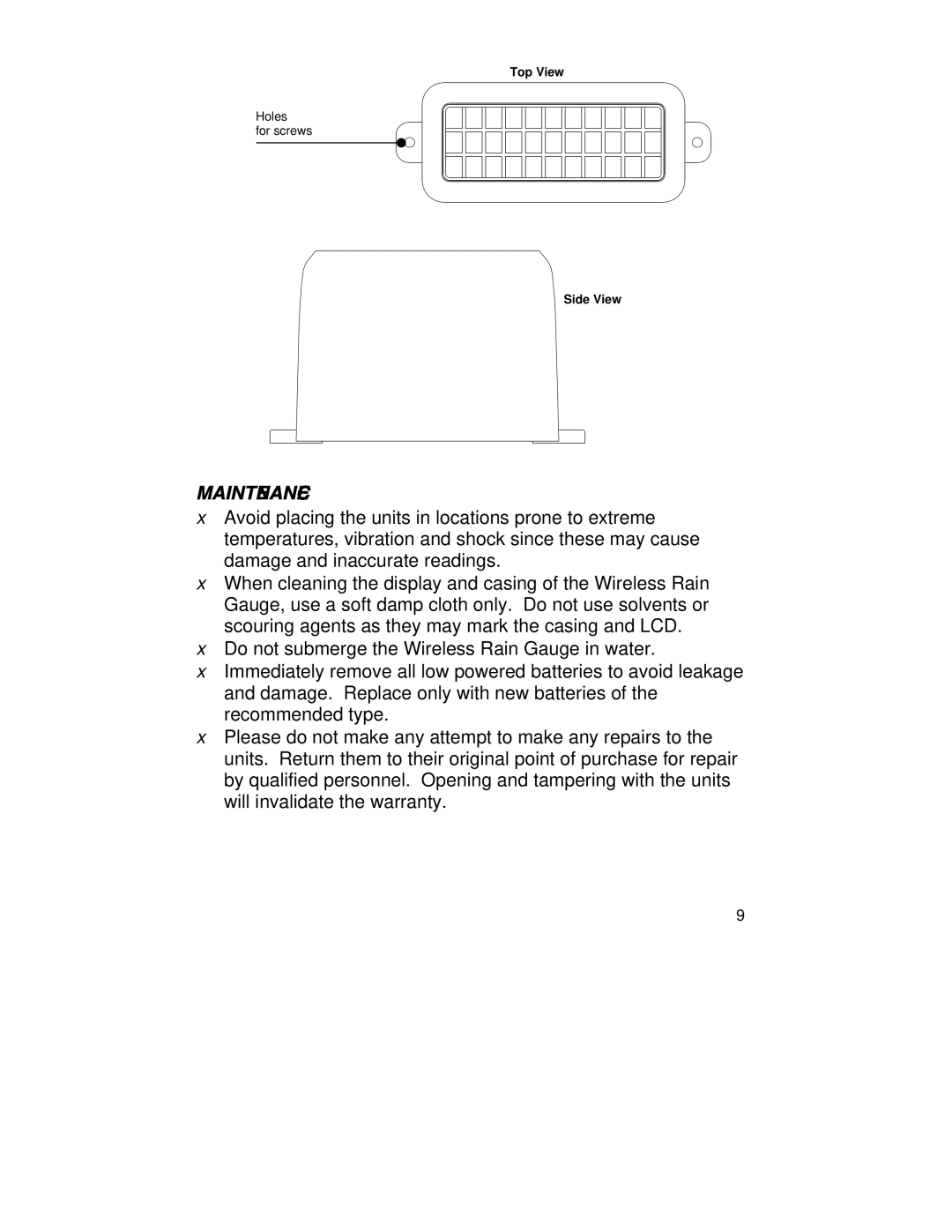 La Crosse Technology WS-9004U instruction manual Maintenance 