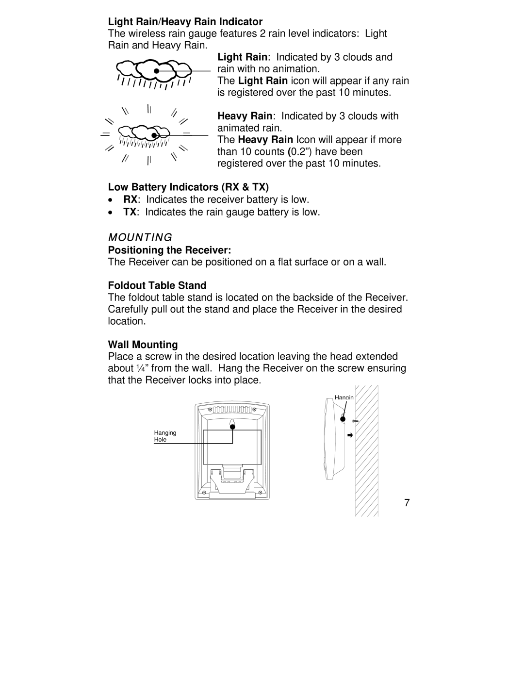 La Crosse Technology WS-9005TWC instruction manual Mounting 