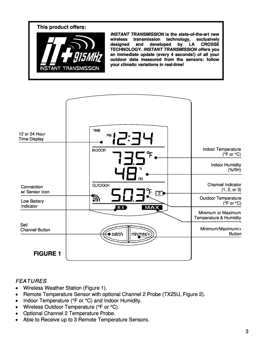 La Crosse Technology WS-9029U instruction manual This product offers, Features 