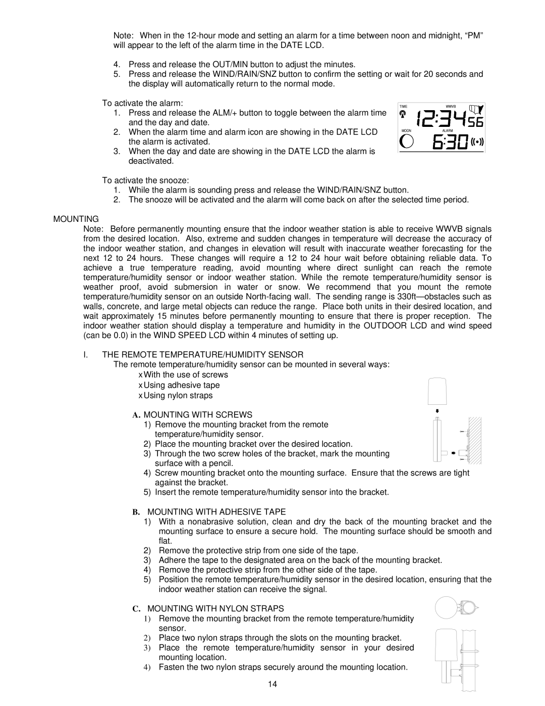 La Crosse Technology WS-9046U instruction manual Mounting Remote TEMPERATURE/HUMIDITY Sensor, Mounting with Screws 