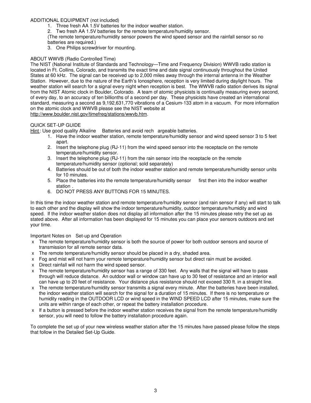 La Crosse Technology WS-9046U Additional Equipment not included, About Wwvb Radio Controlled Time, Quick SET-UP Guide 
