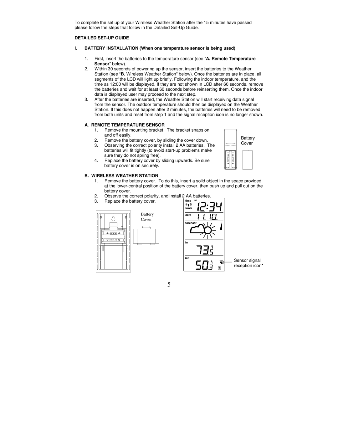 La Crosse Technology WS-9077TWC-IT Detailed SET-UP Guide, Remote Temperature Sensor, Wireless Weather Station 