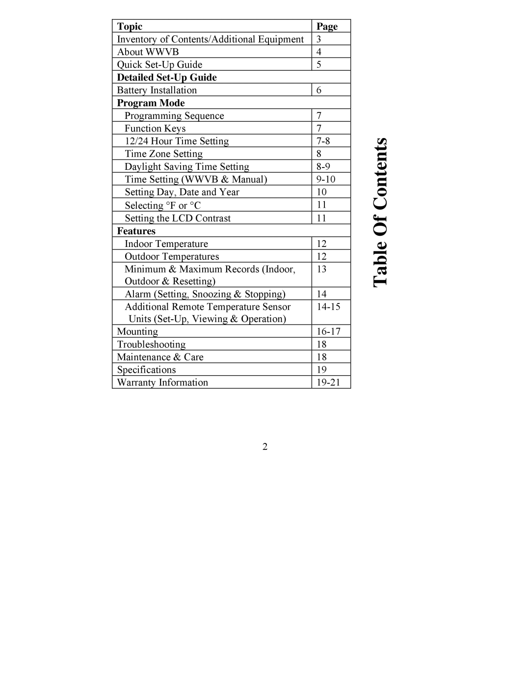 La Crosse Technology WS-9210U instruction manual Contents 