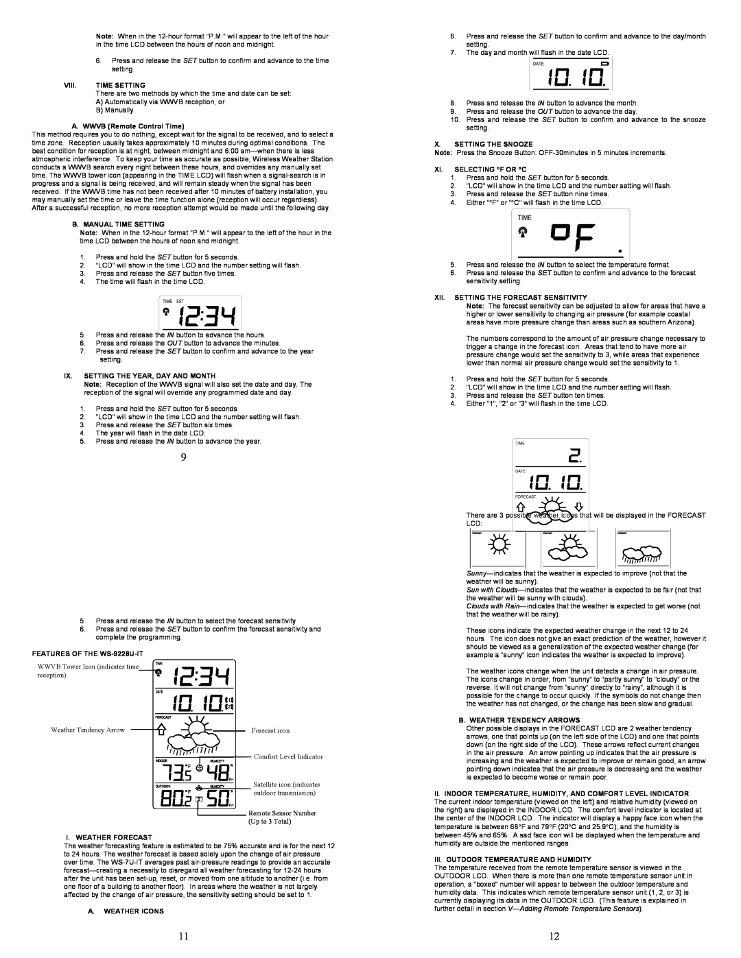 La Crosse Technology WS-9228U-IT instruction manual Viii 
