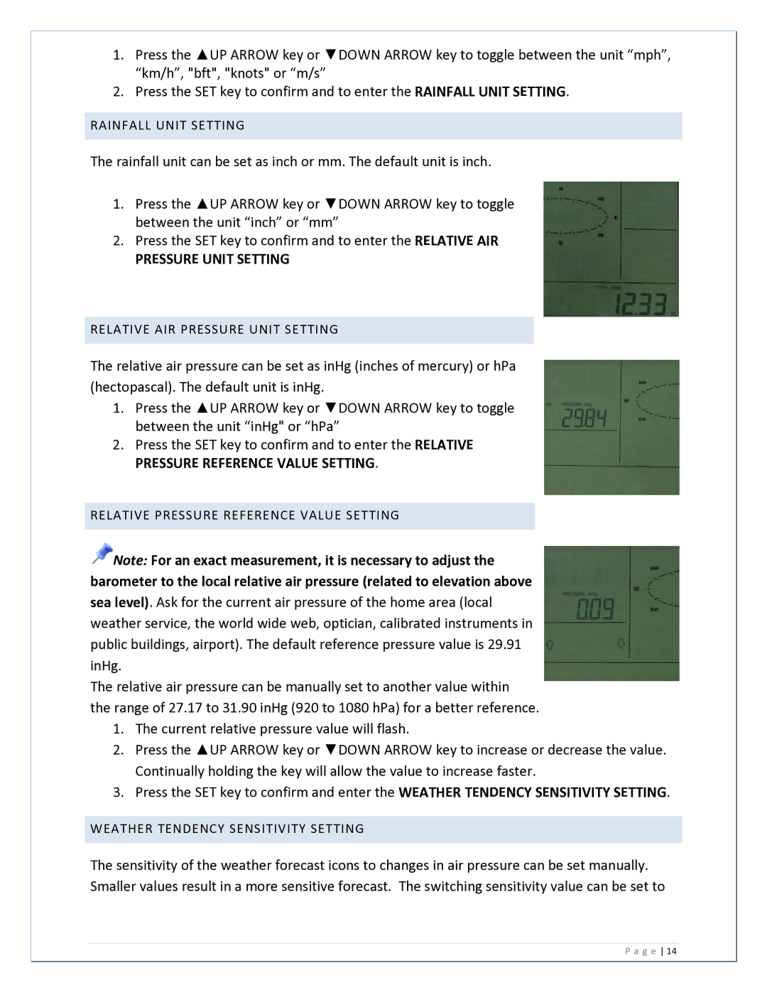 La Crosse Technology WS2813UIT manual Pressure Unit Setting 