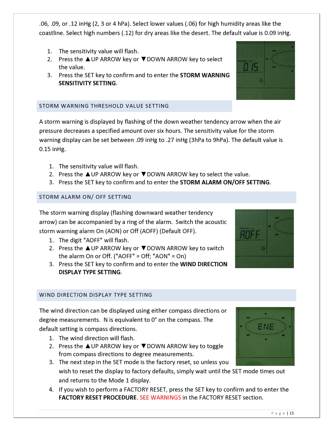 La Crosse Technology WS2813UIT manual Storm Warning Threshold Value Setting 