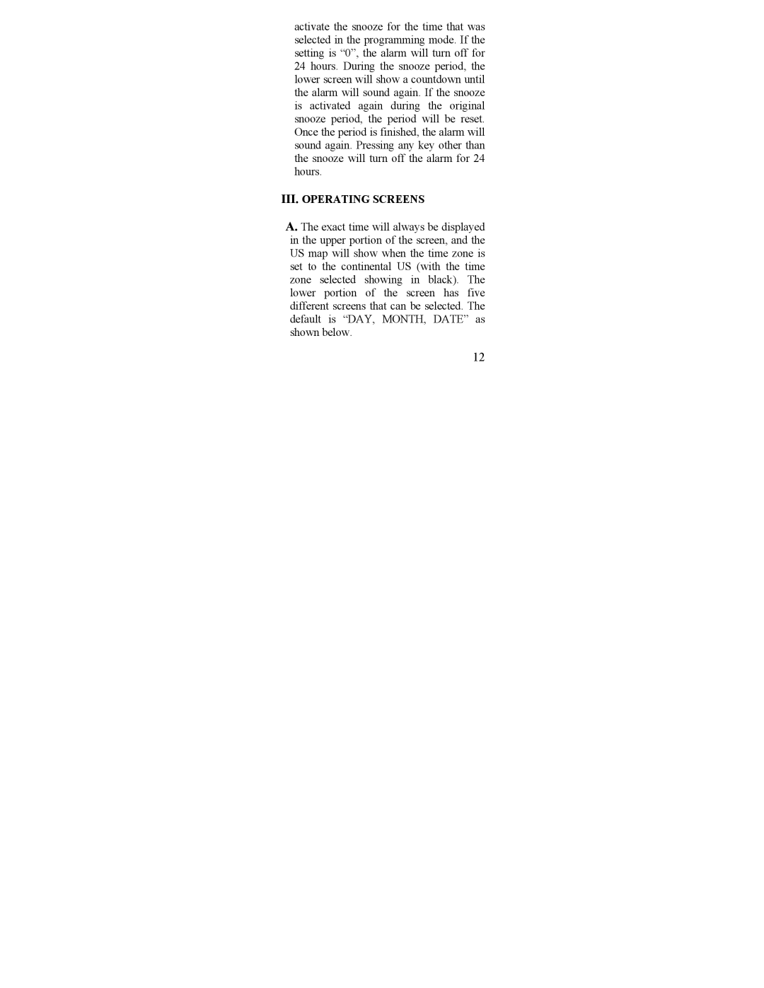 La Crosse Technology WT-2165 instruction manual III. Operating Screens 