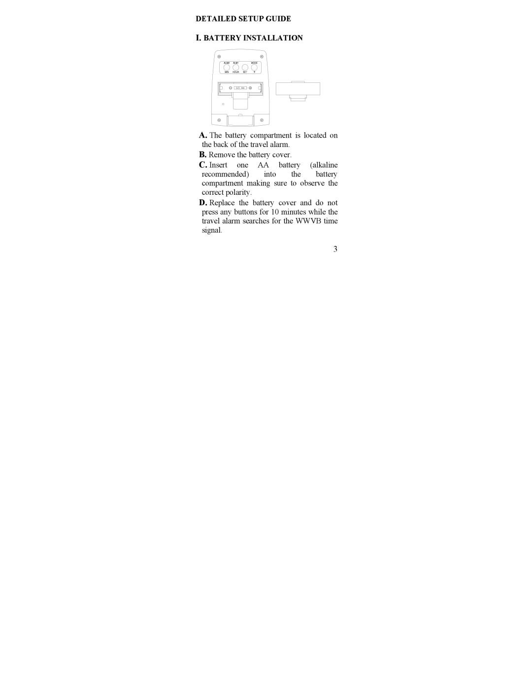 La Crosse Technology WT-2165 instruction manual Detailed Setup Guide Battery Installation 