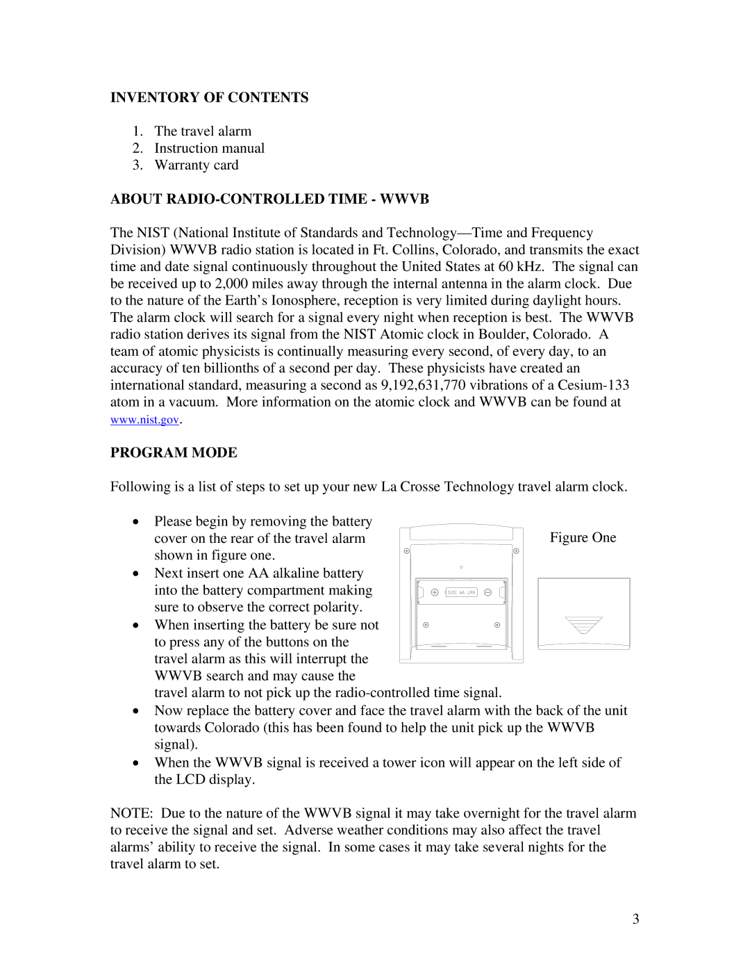 La Crosse Technology WT-2171 manual Inventory of Contents, About RADIO-CONTROLLED Time Wwvb, Program Mode 