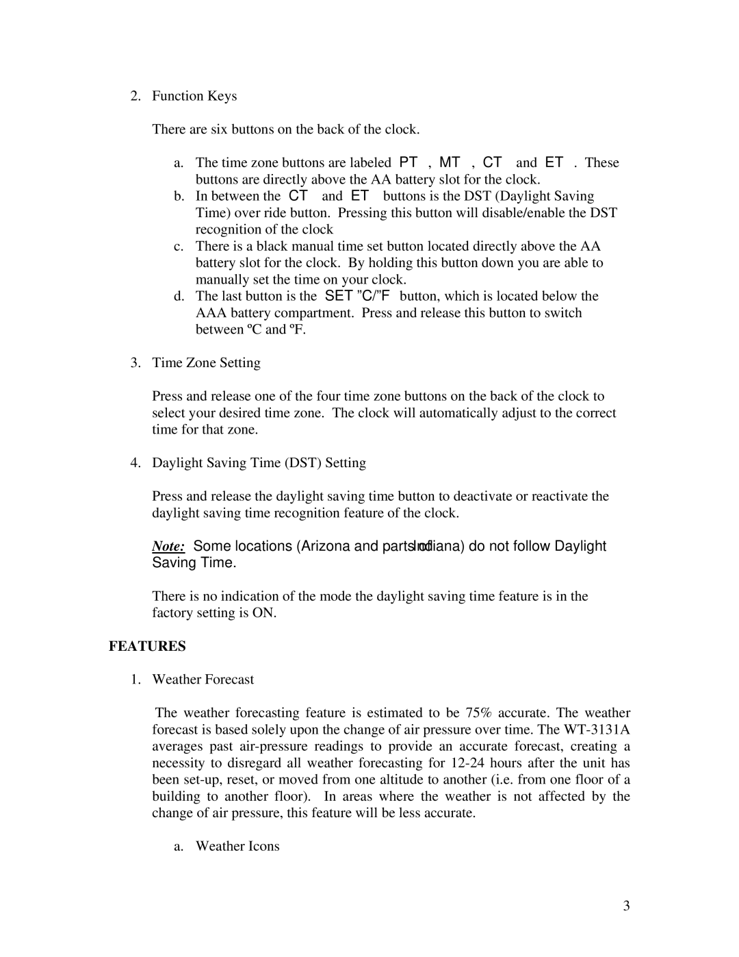 La Crosse Technology WT-3131A instruction manual Features 