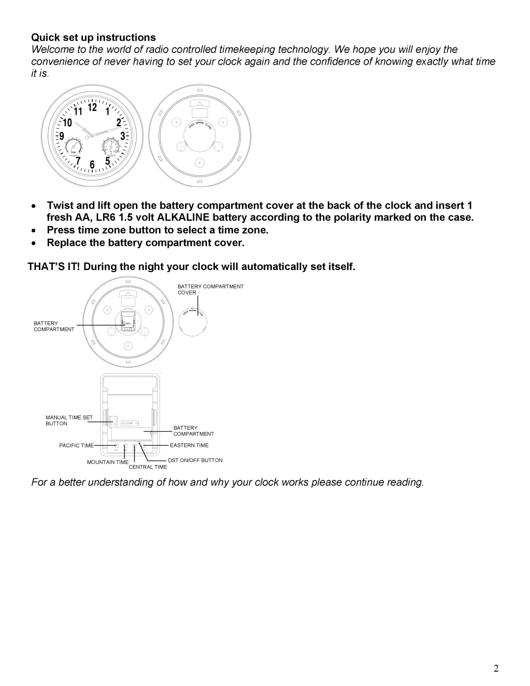 La Crosse Technology WT-3181 instruction manual Quick set up instructions 