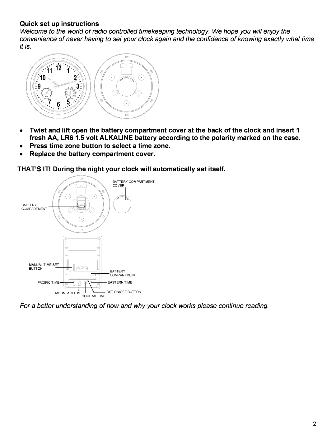 La Crosse Technology WT-3181 instruction manual Quick set up instructions 