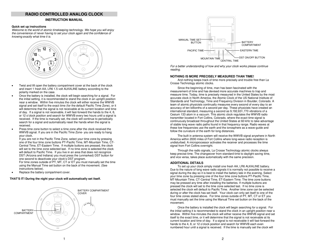 La Crosse Technology WT-3181bz instruction manual Nothing is More Precisely Measured than Time, Additional Details 