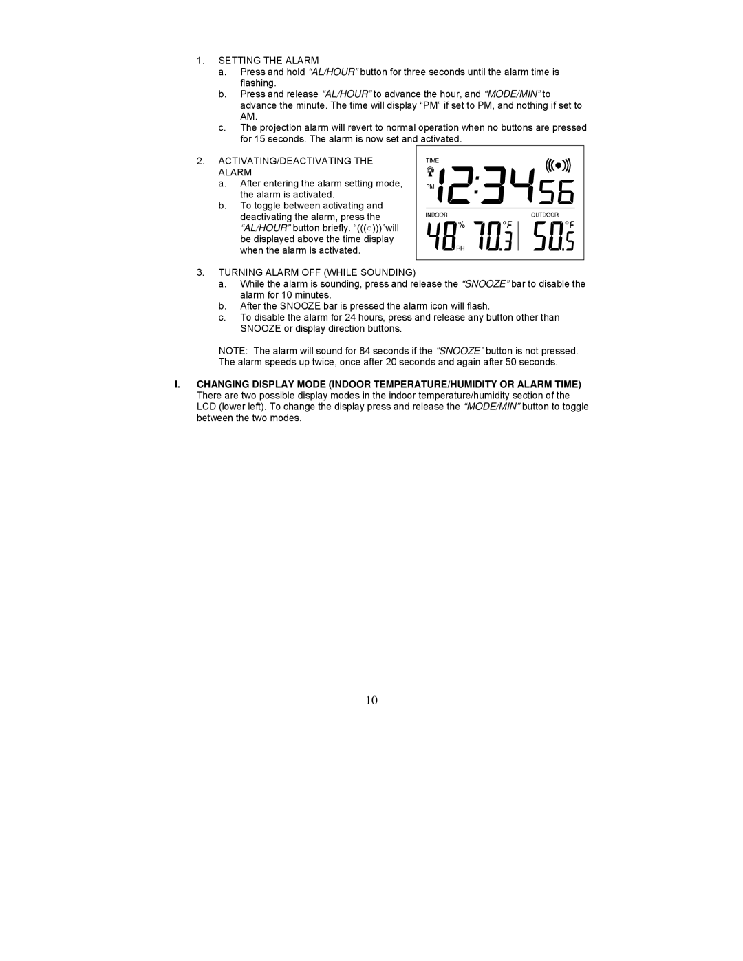 La Crosse Technology WT-5120 instruction manual Setting the Alarm 