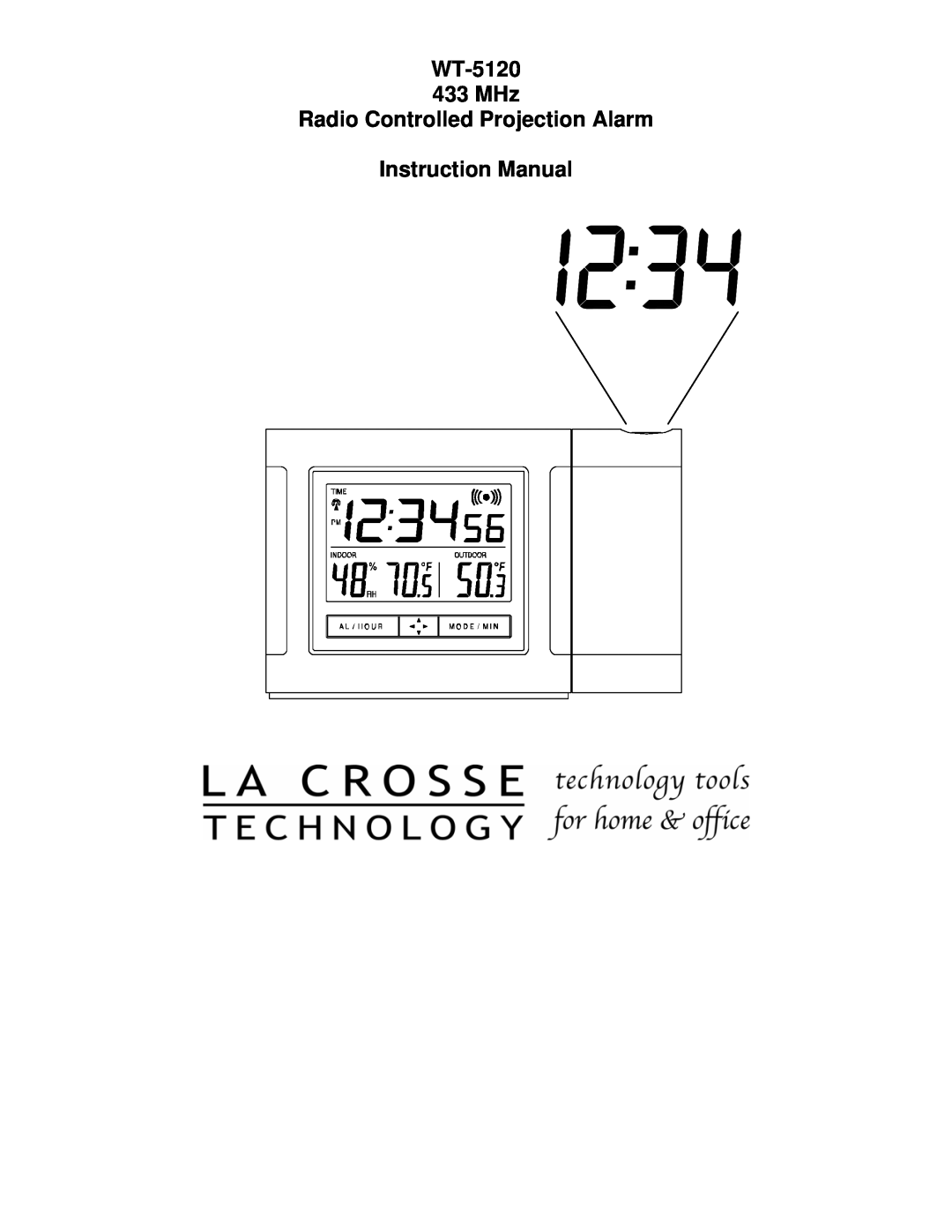 La Crosse Technology instruction manual WT-5120 433 MHz Radio Controlled Projection Alarm 