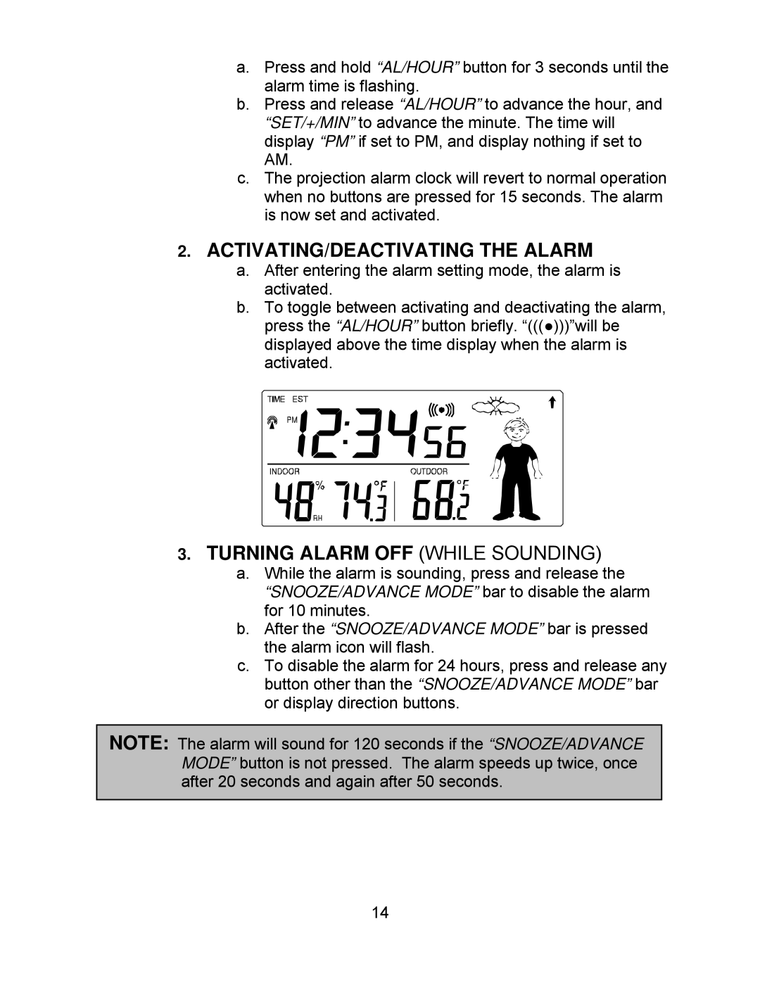 La Crosse Technology WT-5130ER manual ACTIVATING/DEACTIVATING the Alarm, Turning Alarm OFF While Sounding 