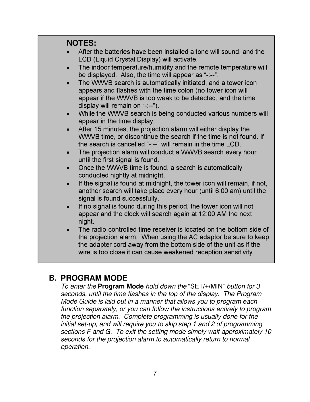 La Crosse Technology WT-5130ER manual Program Mode 