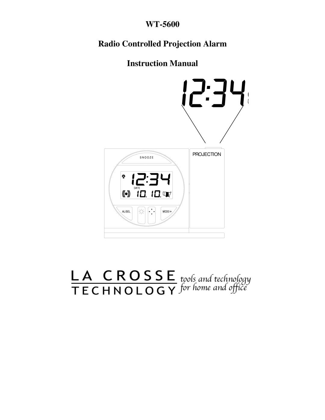 La Crosse Technology instruction manual WT-5600 Radio Controlled Projection Alarm 