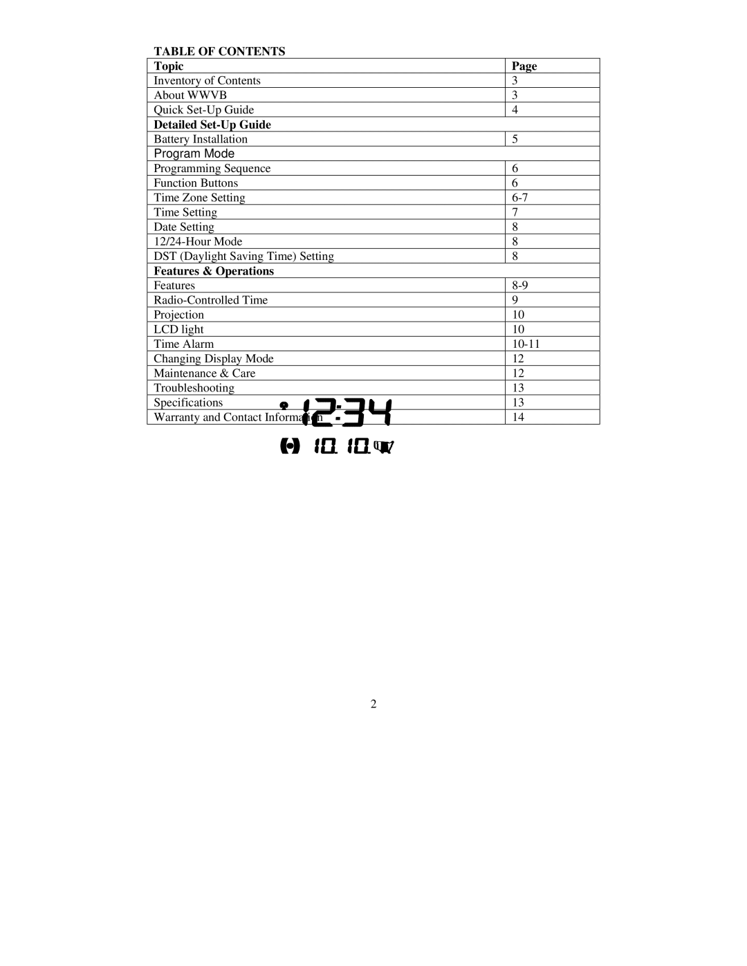 La Crosse Technology WT-5600 instruction manual Table of Contents 