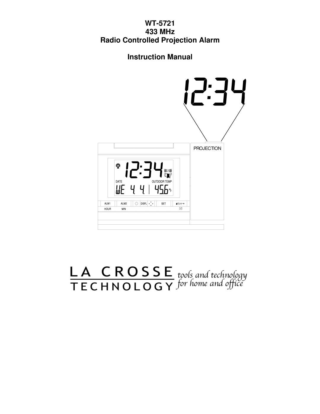 La Crosse Technology instruction manual WT-5721 433 MHz Radio Controlled Projection Alarm 