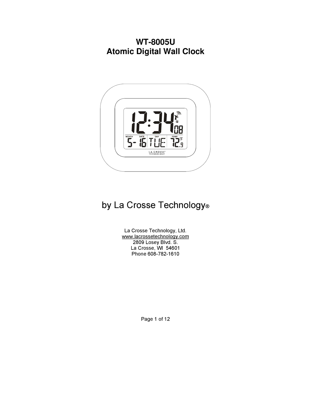 La Crosse Technology WT-8005U manual By La Crosse Technology 