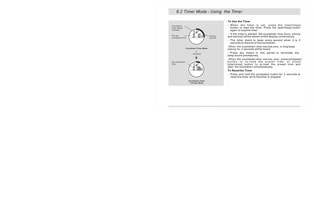 La Crosse Technology XG-20 instruction manual Timer Mode Using the Timer, To Use the Timer, To Reset the Timer 