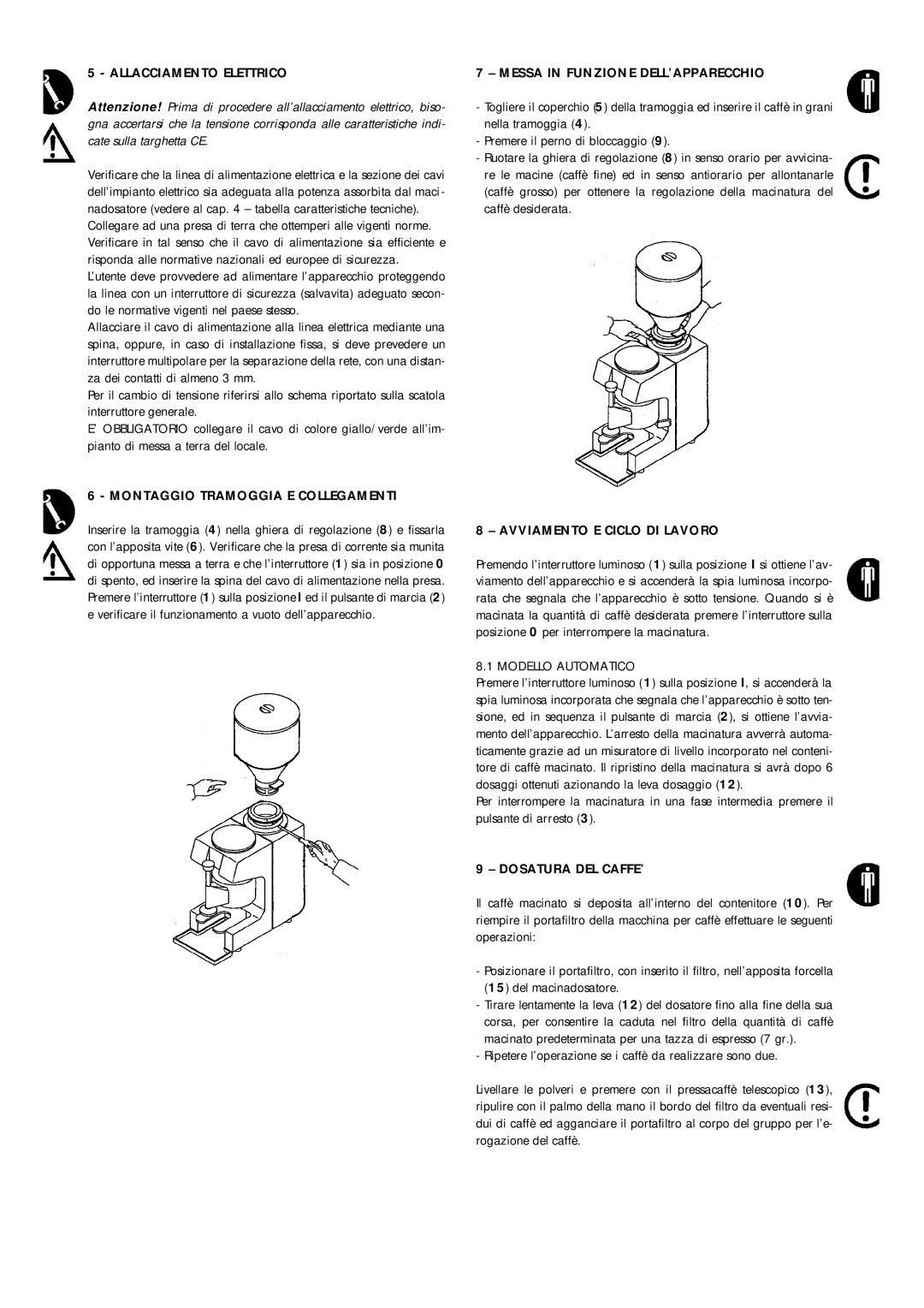 La Pavoni 790800155 manual Allacciamento Elettrico, Modello Automatico 