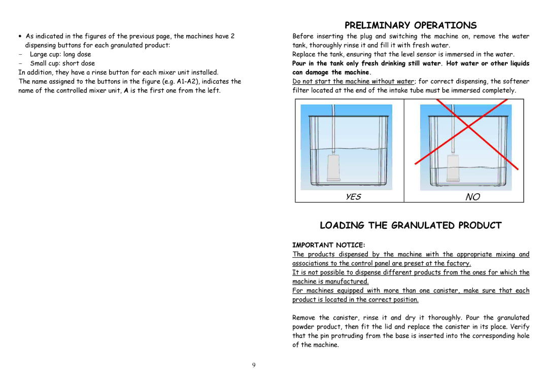 La Pavoni P06, P03, P09 manual Preliminary Operations, Loading the Granulated Product 