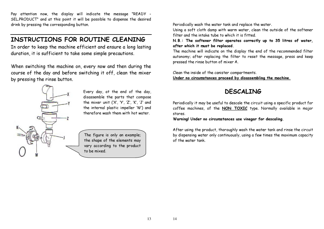 La Pavoni P09, P06, P03 manual Instructions for Routine Cleaning, Descaling 